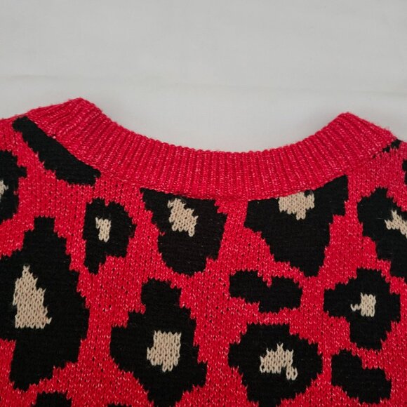 Scoop Women's Leopard Print Crewneck Long Sleeve Pullover Sweater Size Medium - Picture 5 of 13